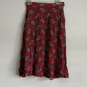 Liz Claiborne Red Floral A-Line Skirt